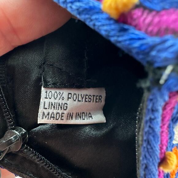 Vintage Cache Beaded Coin Purse Lined Zipper Pouch Black Aztec Print Mirrors - Picture 5 of 8